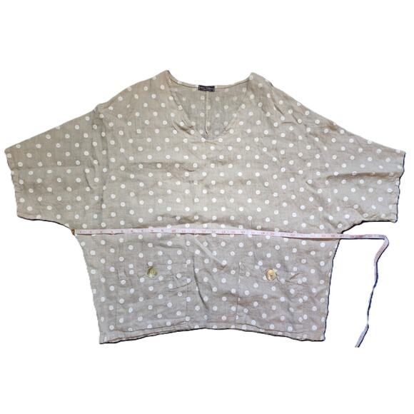 Womens Luca Vanucci Linen Top Blouse Sz Med Pockets V Neck Oversized - Picture 4 of 8